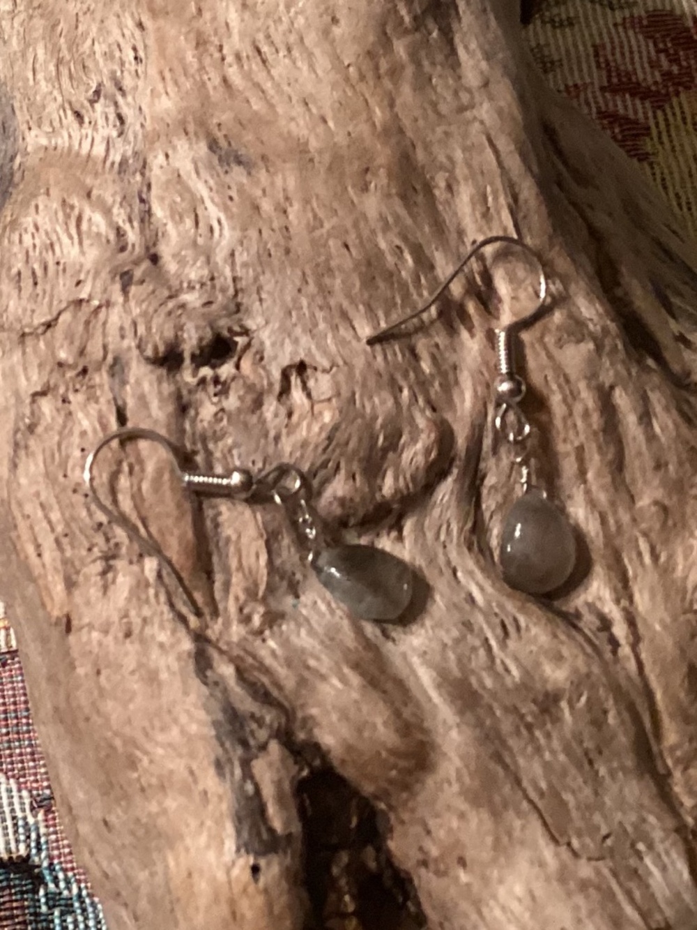 Silver Labradorite Teardrop Dangle Earrings